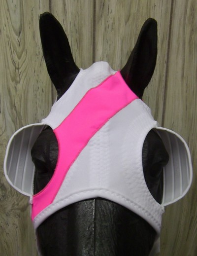 Custom Horse Racing Blinkers Lycra NEON PINK closures and cups Choose size 